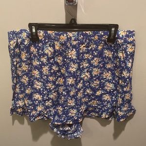 Royal Blue Flowy Shorts- Floral